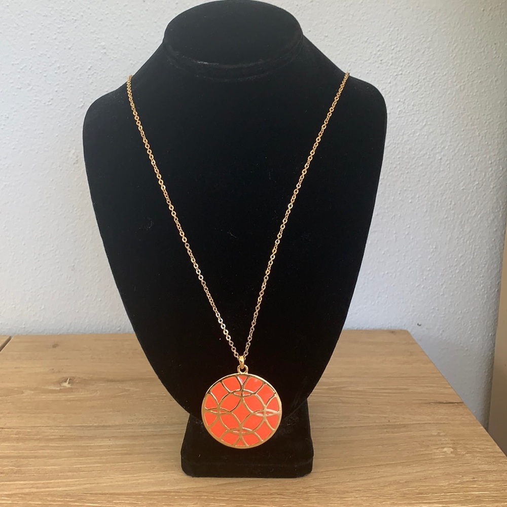 Orange Enamel pendant necklace